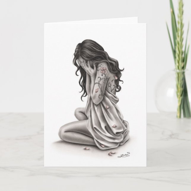 Pétales de la carte de voeux de tristesse (Devant)