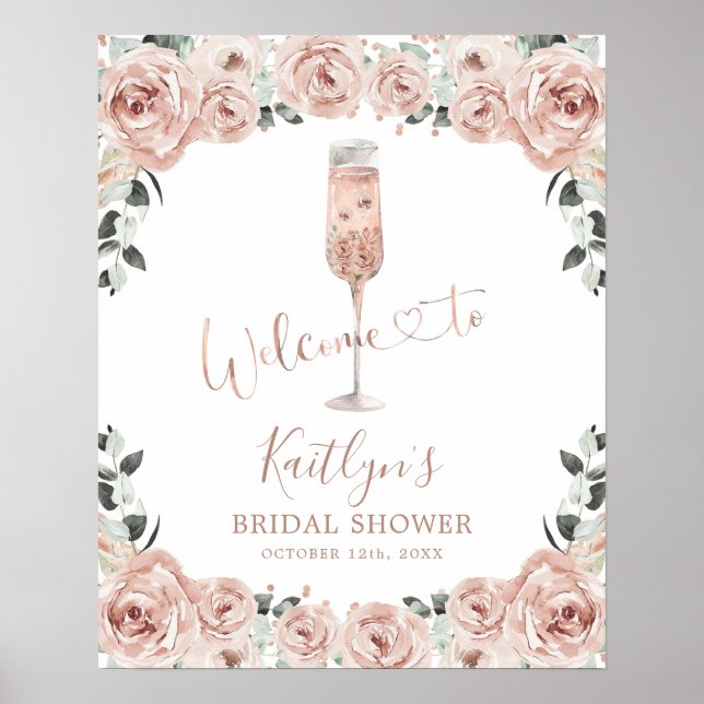 Pétales de Rose rose Dusty et Affiche de bienvenue (Devant)