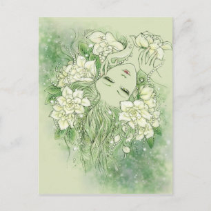 Pétales et carte postale de perles