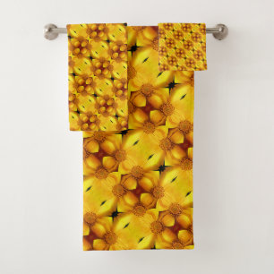 Pétales Fleurs Jaunes Et Motif Centre