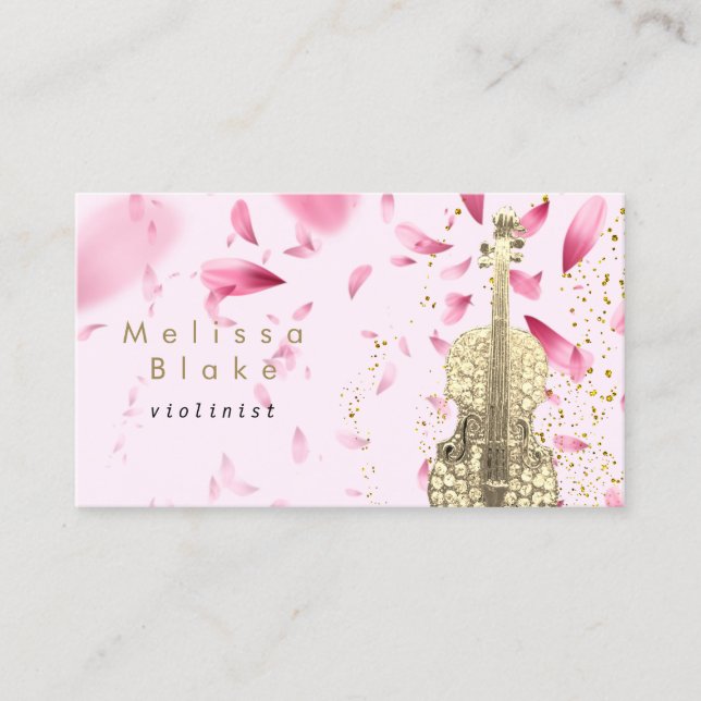 pétales rose violoniste carte de visite (Devant)