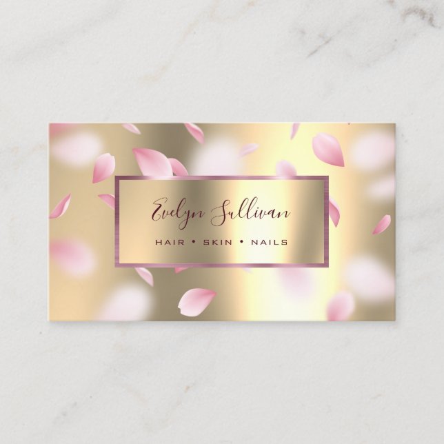 Pétales roses Faux Gold Foil Carte de visite (Devant)