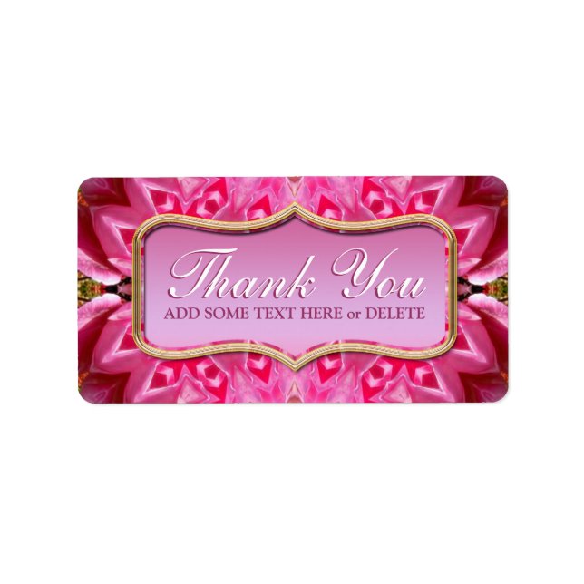 Pétales roses Motif Merci Sticker Étiquettes (Devant)