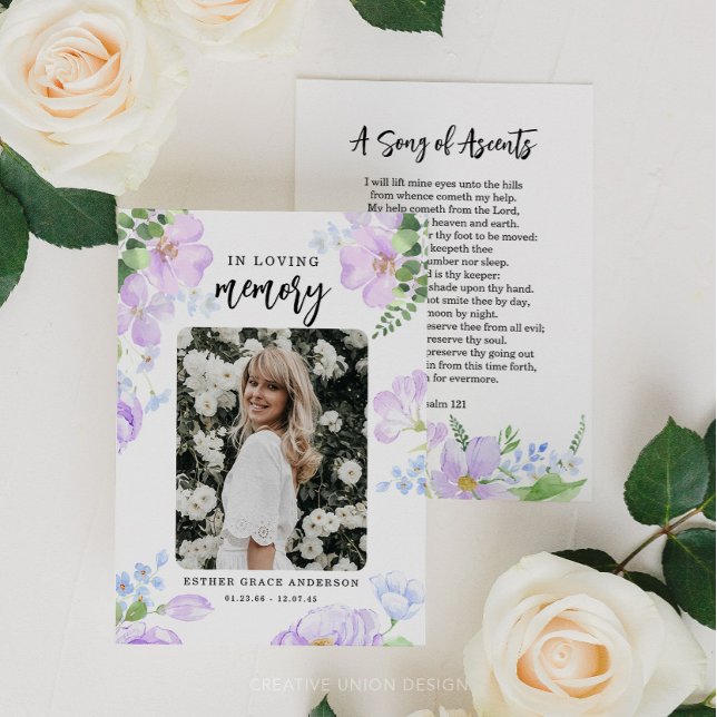 Pétales Violets Dans Love Carte De Prière Mémoire (Créateur téléchargé)