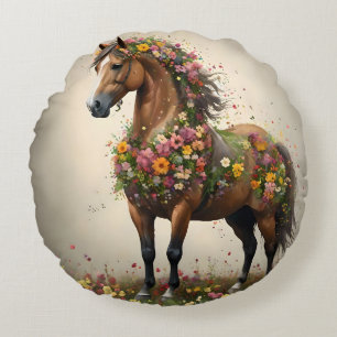 Petals and Hooves: Brawn Horse Fantasy Garden, Rundes Kissen