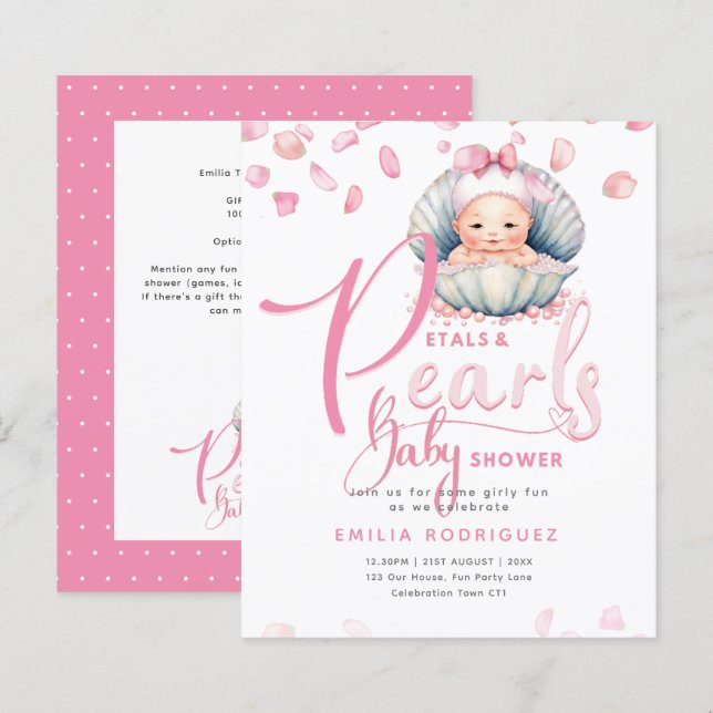Petals and Pearls Pink Baby Girl Dusche (Vorne/Hinten)
