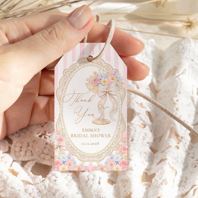 Petals and Prosecco Bridal Shower Geschenkanhänger (Von Creator hochgeladen)