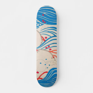 Petals on Waves Vintages japanisches Retro Muster Skateboard
