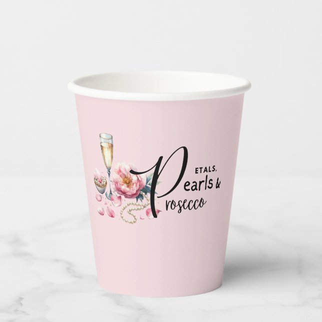 Petals Pearls Prosecco Tischgeschirr Partyware Pappbecher (Vorderseite)