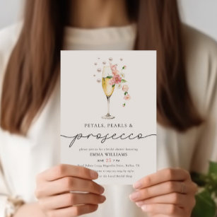 Petals Pearls & Prosecco Wildblume Brautparty Einladung