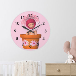 Petals & Playtime Bloom Pink Clock Große Wanduhr