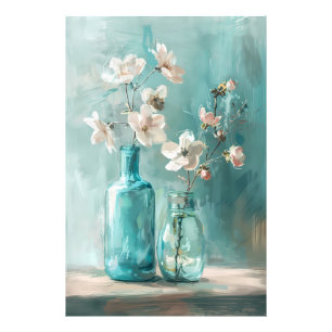 Petals & Porzellan: Bauernhof Rose Vase Wasserfarb Fotodruck
