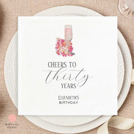 Petals & Prosecco 30. Geburtstag Blumenrosa Chic Serviette