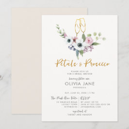 Petals Prosecco Anemones Gold Bubbly Brautparty Einladung
