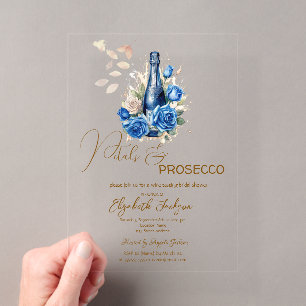 Petals & Prosecco Blaue Rosen Champagner Acryleinladungen