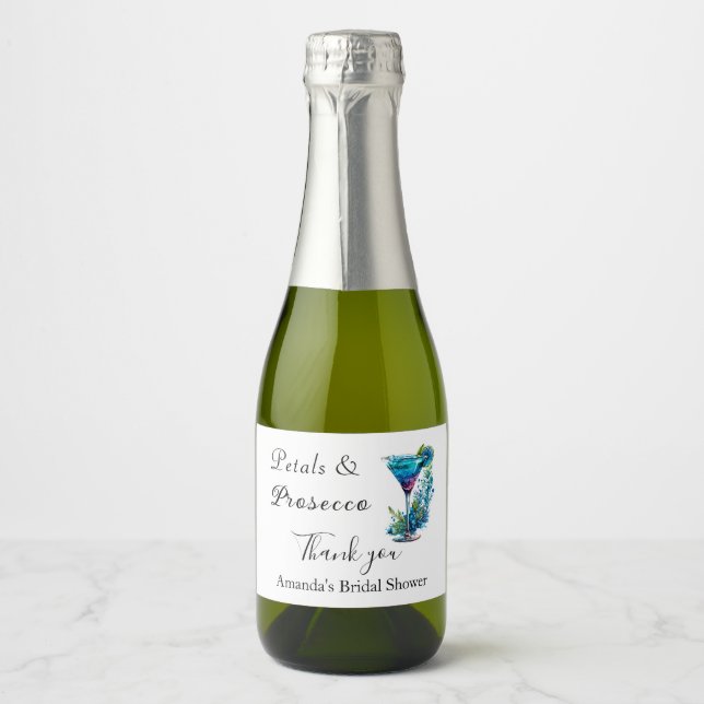 Petals & Prosecco Blue Floral Brautparty (Vorderseite)