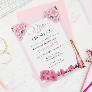 Petals & Prosecco Blumenstrauch Summer Brautparty Einladung