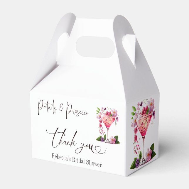 Petals & Prosecco Blush Pink Brautparty Geschenkschachtel (Vorderseite)