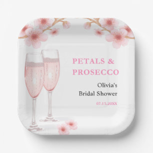 Petals & Prosecco Blush Pink Brautparty Pappteller