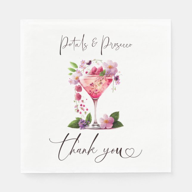 Petals & Prosecco Blush Pink Brautparty Serviette (Vorderseite)