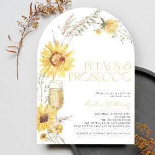 Petals & Prosecco Boho Sunflower Bridal Shower Einladung