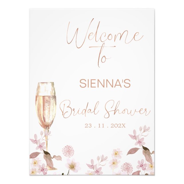 Petals Prosecco Brautparty Begrüßungszeichen Fotodruck (Vorne)