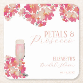 Petals & Prosecco Brautparty Blumenrosa Rechteckiger Pappuntersetzer