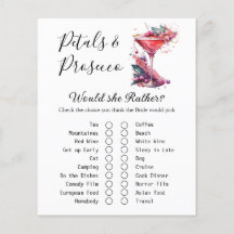 Petals & Prosecco Brautparty Game Card