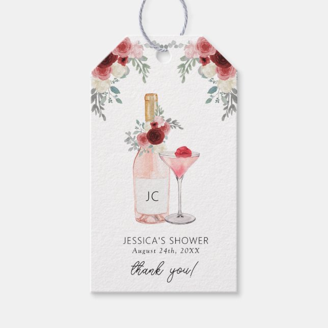 Petals & Prosecco Brautparty Geschenketiketten Geschenkanhänger (Vorderseite)