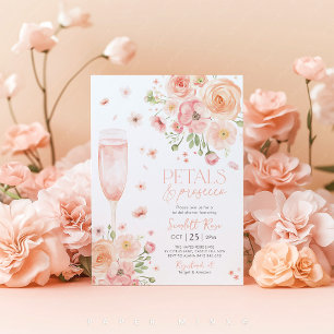 Petals Prosecco Brautparty Liebe in Bloom Peach Einladung