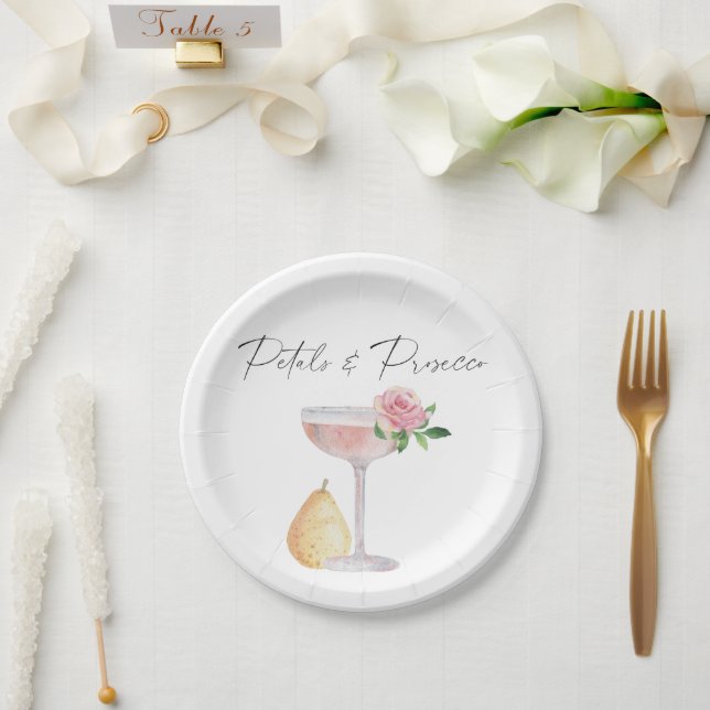 Petals & Prosecco - Brautparty Pappteller (Hochzeit)