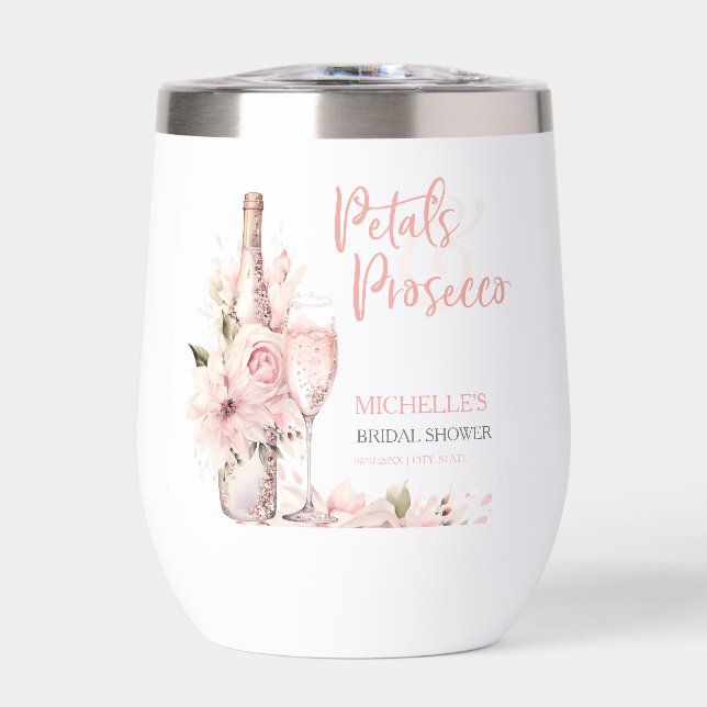 Petals & Prosecco Brautparty Rosa Rosa Bläschen (Vorderseite)