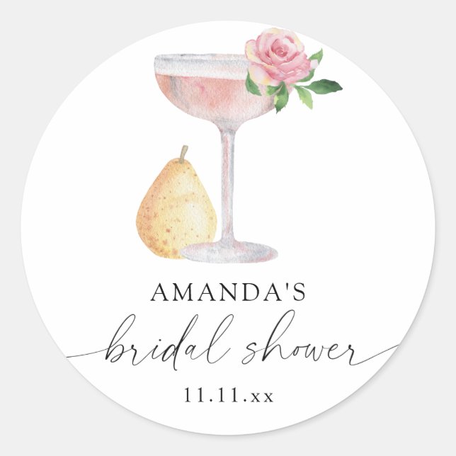 Petals & Prosecco - Brautparty Runder Aufkleber (Vorderseite)