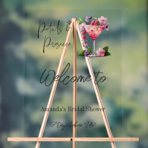 Petals & Prosecco Brautparty Willkommen Acrylschild