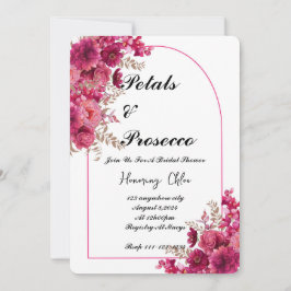 PETALS & PROSECCO BRIDAL SHOWING INVITATION, PINK EINLADUNG