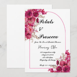 PETALS & PROSECCO BRIDAL SHOWING INVITATION, PINK EINLADUNG