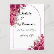 PETALS & PROSECCO BRIDAL SHOWING INVITATION, PINK
