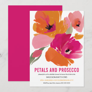 Petals & Prosecco Bright Abstrakte Blumenbridal Einladung