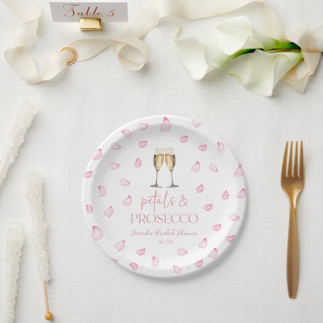 Petals & Prosecco Champagne Brautparty Pappteller (Hochzeit)