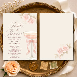 Petals & Prosecco Champagner-Schleife Brautparty-E Einladung