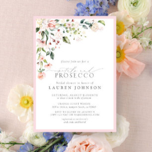 Petals & Prosecco Elegante Rosa Blütendusche Einladung