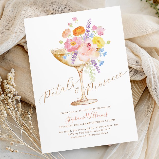 Petals & Prosecco Floral Bridal Shower Invitation Einladung (Von Creator hochgeladen)