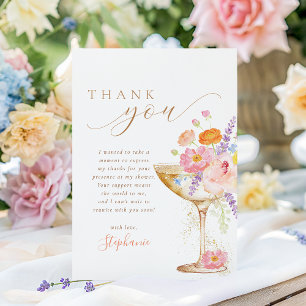 Petals & Prosecco Florale Brautparty Dankeskarte
