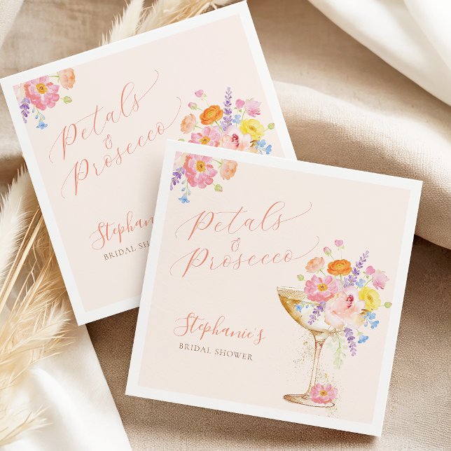 Petals & Prosecco Florale Brautparty-Servietten Serviette (Von Creator hochgeladen)