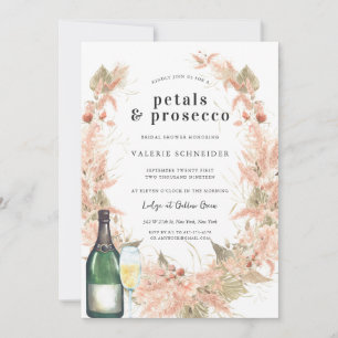 Petals & Prosecco Florale Champagner-Hochzeitsdu Einladung