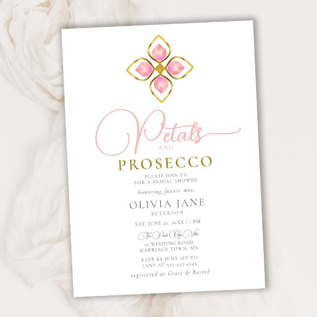 Petals Prosecco Gold Jewel Boho Chic Brautparty Einladung (Von Creator hochgeladen)