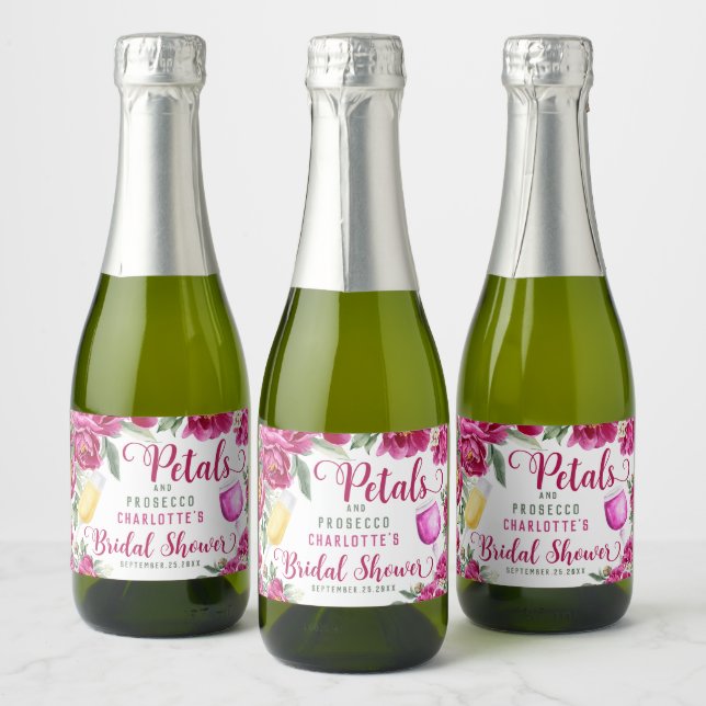 Petals & Prosecco Hot Pink Floral Bridal Shower (Flaschen)