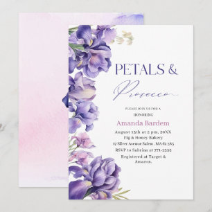 PETALS & PROSECCO IRIS BLUME Aquarellfarben Einladung