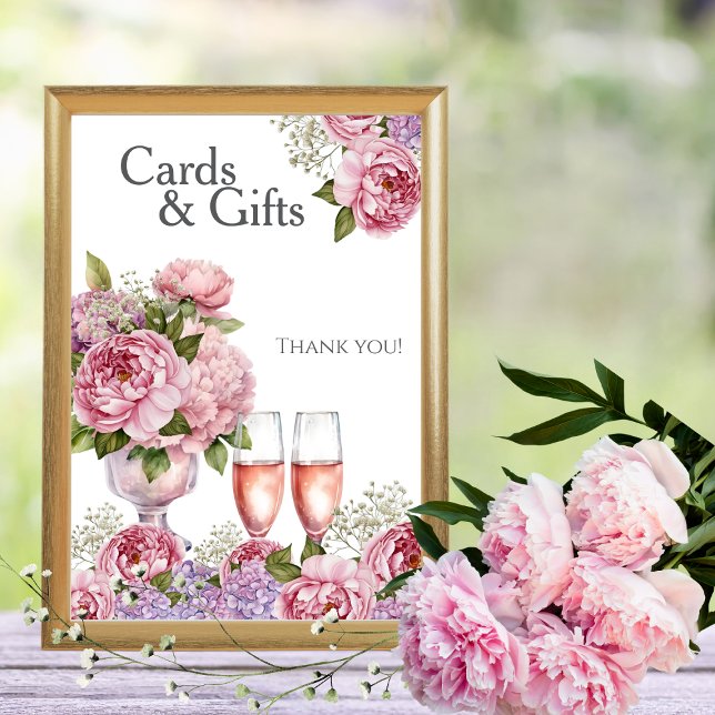 Petals & Prosecco "Karten & Geschenke" Unterschrif Einladung (Petals & Prosecco "Cards & Gifts" Sign)