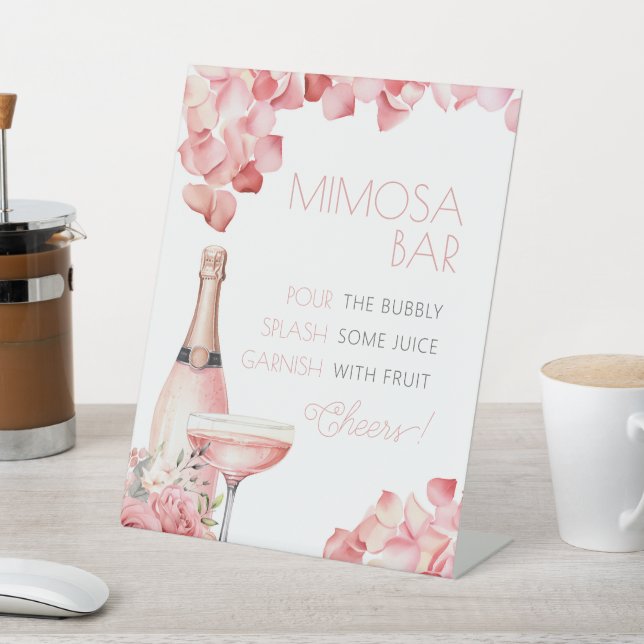 Petals & Prosecco Mimosa Bar Brautparty Sockelschild (In SItu)